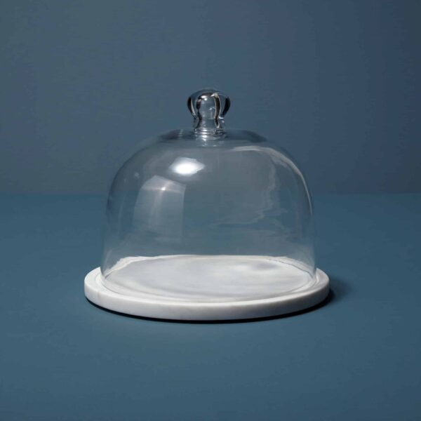 Marmurinis indas su stikliniu gaubtu