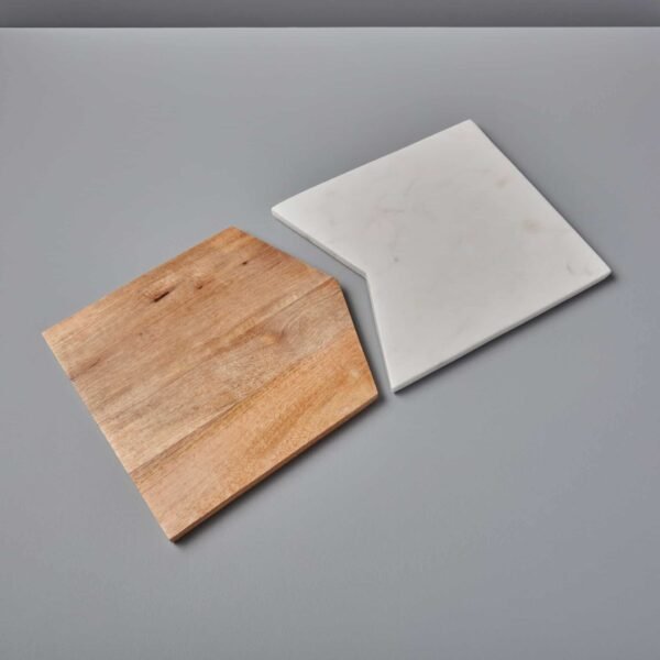 Marmuro ir medienos padėklas, dvi dalys