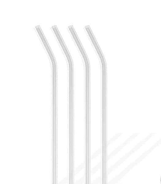 CIOS išlenkti stikliniai šiaudeliai su šepetėliu, 15 cm arba 20 cm, 4 vnt.