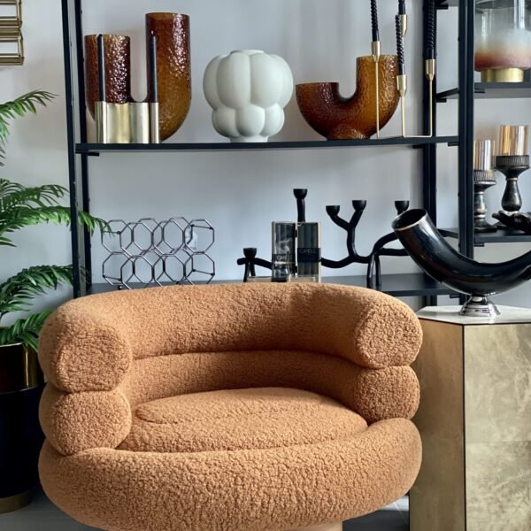 Fotelis "Teddy", tamsi karamelės spalva