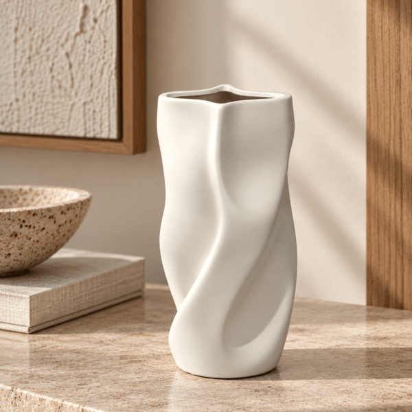 Didelė keraminė vaza Livia, balta, 29,5 cm aukščio